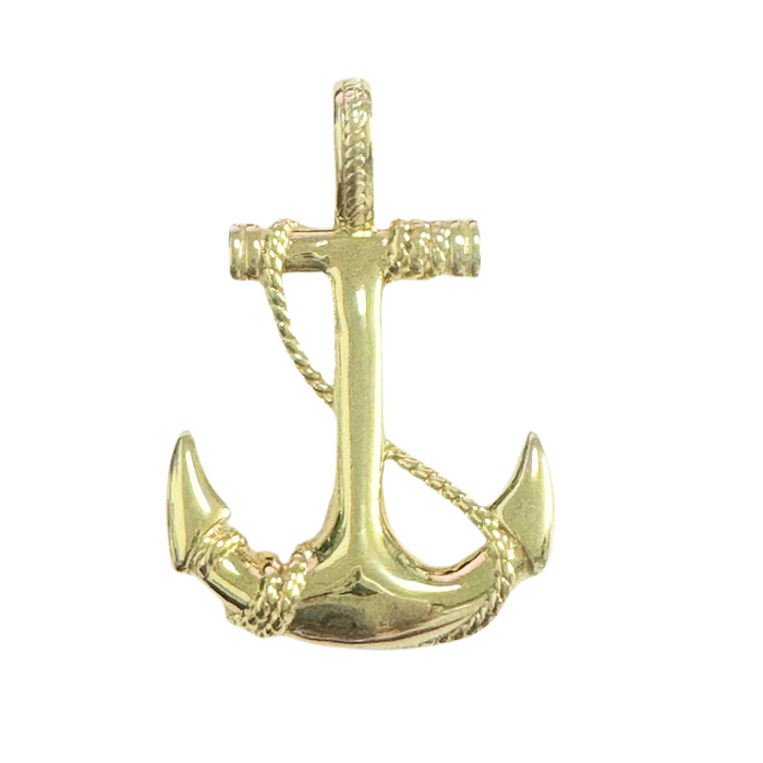 14k Gold Anchor Pendant 1.25"