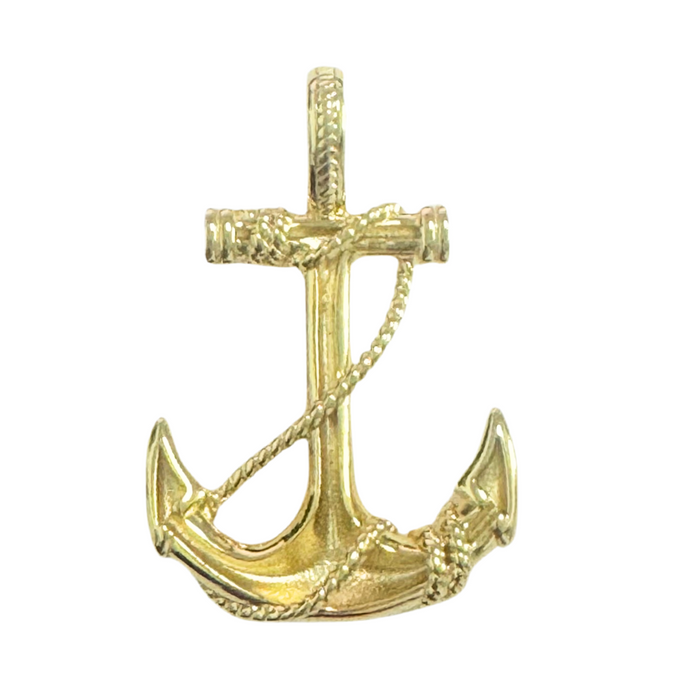 14k Gold Anchor Pendant 1.25"