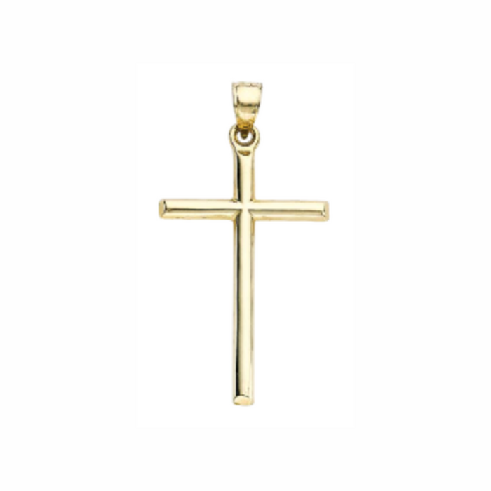 14k Gold 1/2" Medium Plain Cross Pendant