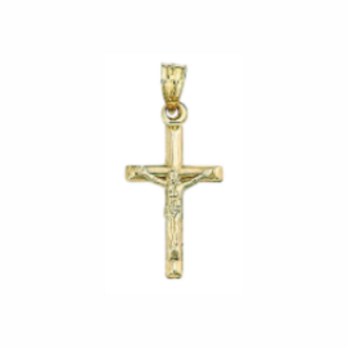 14k Gold 1/4" Small Cross with Crucifix Pendant