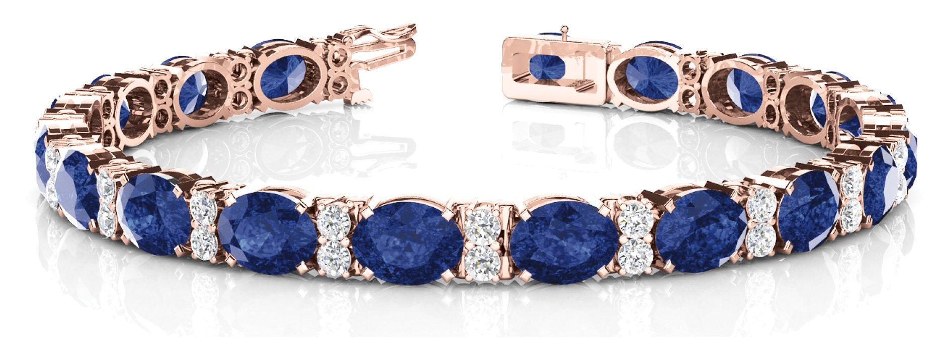 Sapphire 12.24ct & Diamond 0.48ct Bracelet - 14kt Gold