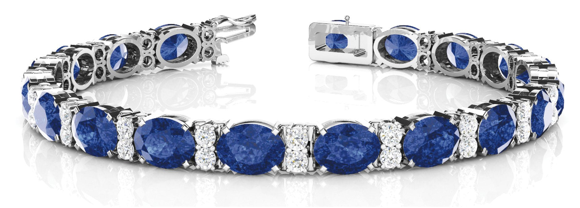 Sapphire 12.24ct & Diamond 0.48ct Bracelet - 14kt Gold