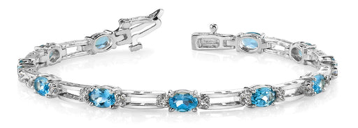 Blue Topaz 5.80ct & Diamond 0.49ct Bracelet - 14kt Gold