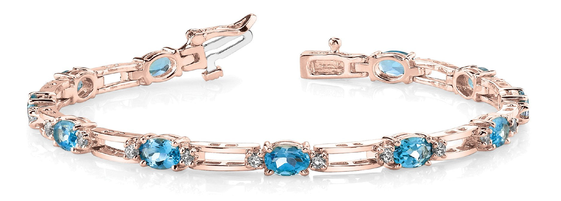 Blue Topaz 5.80ct & Diamond 0.49ct Bracelet - 14kt Gold