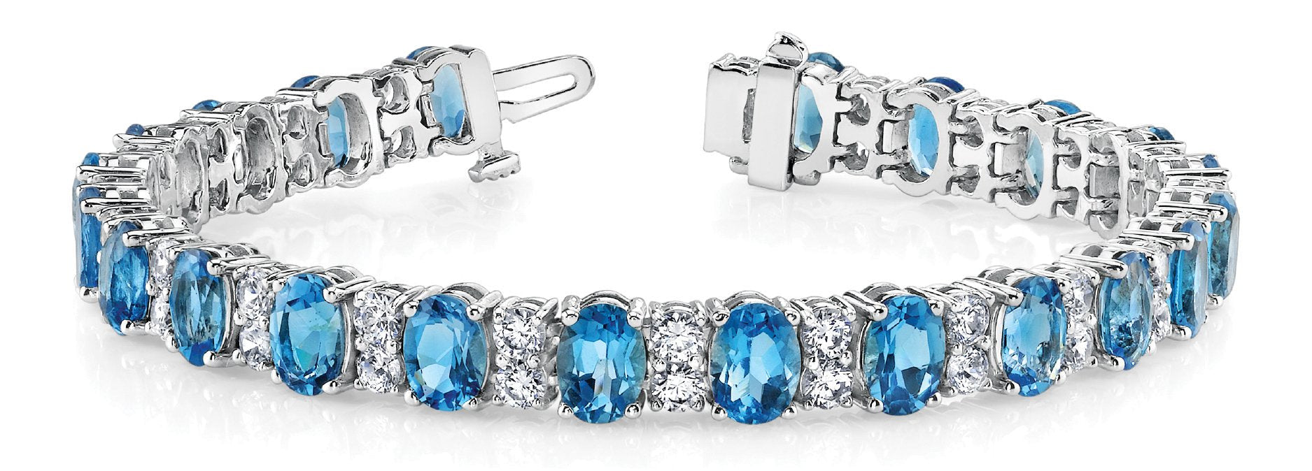 Blue Topaz 13.00ct & Diamond 2.28ct Bracelet - 14kt Gold