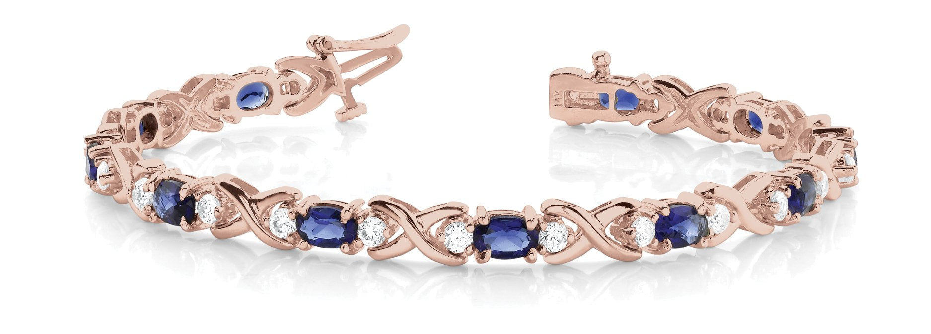 Sapphire 5.90ct & Diamond 0.98ct Bracelet - 14kt Gold