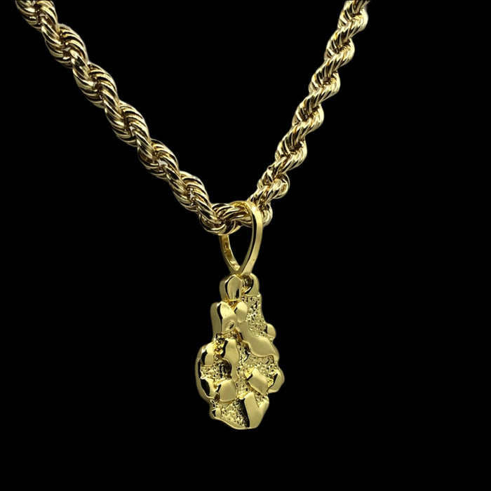 14k Gold Nugget Pendant Irregular Shape 1.5”