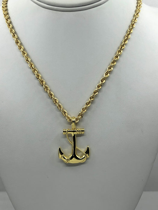 14k Gold Anchor Pendant 1.25"