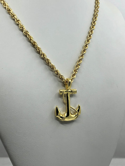 14k Gold Anchor Pendant 1.25"