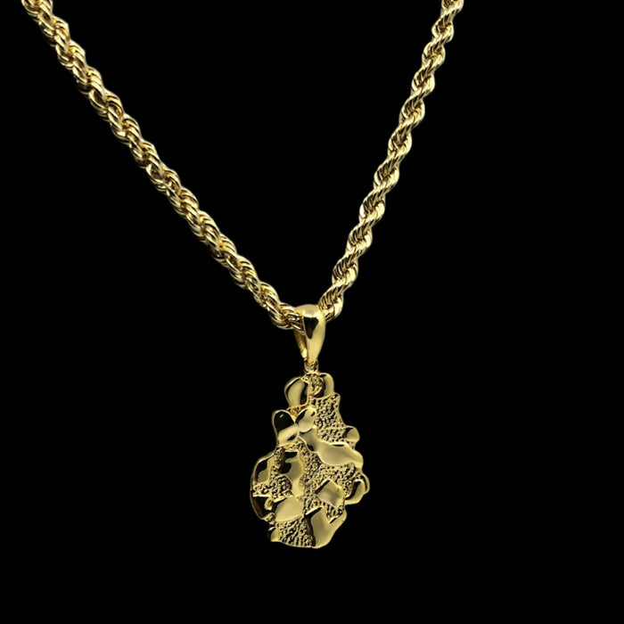 14k Gold Nugget Pendant Irregular Shape 1"