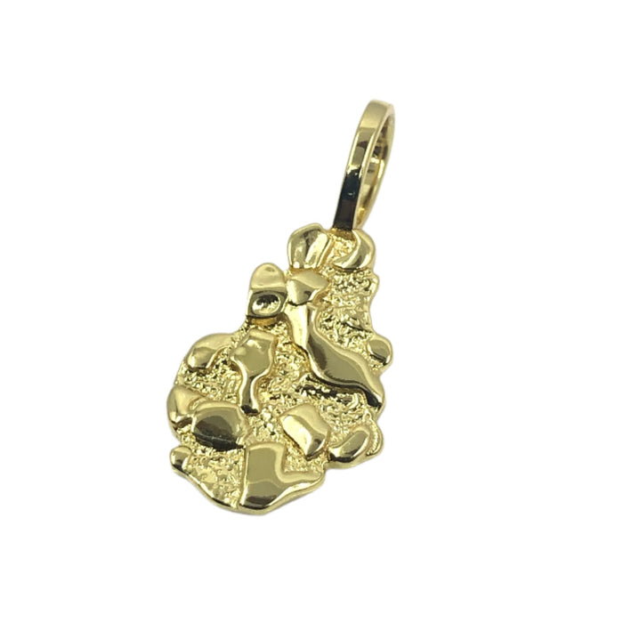 14k Gold Nugget Pendant Irregular Shape 1"