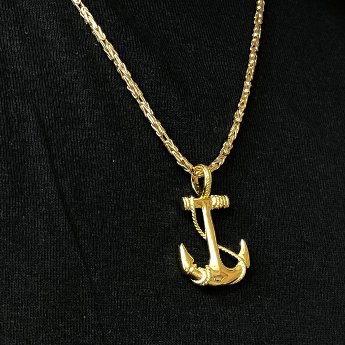 14k Gold Anchor Pendant 1.25"