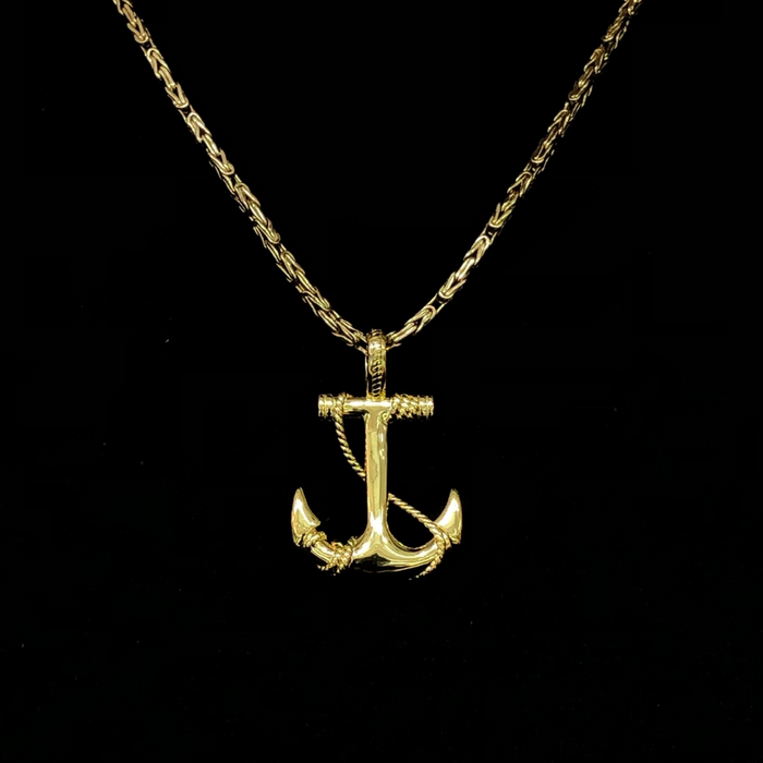 14k Gold Anchor Pendant 1.25"