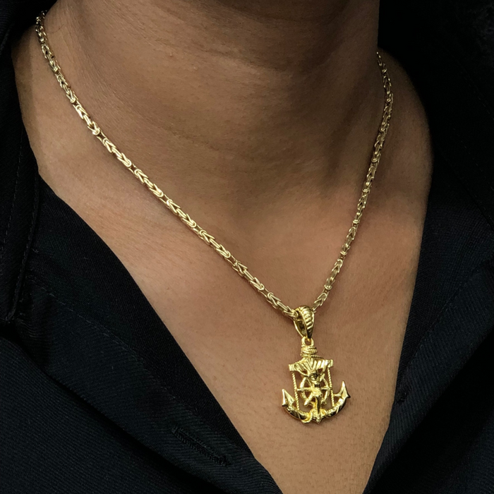 14k Gold Anchor with Crucifix Pendant 1.25"