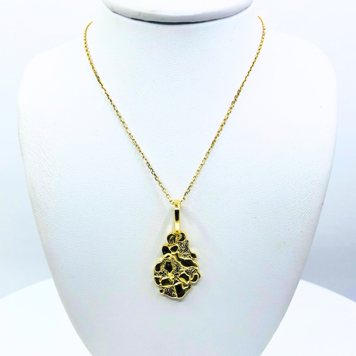 14k Gold Nugget Pendant Irregular Shape 1"