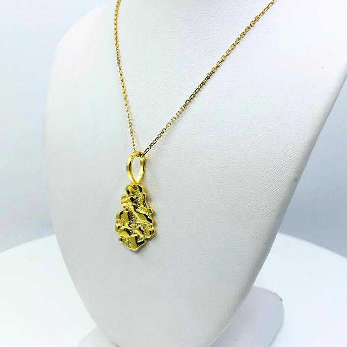 14k Gold Nugget Pendant Irregular Shape 1"