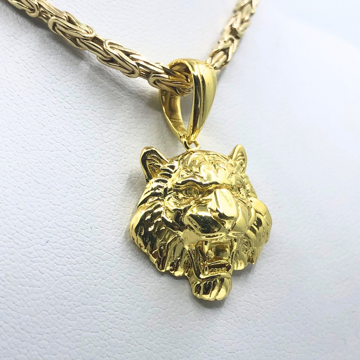 14k Gold Lion Head Pendant