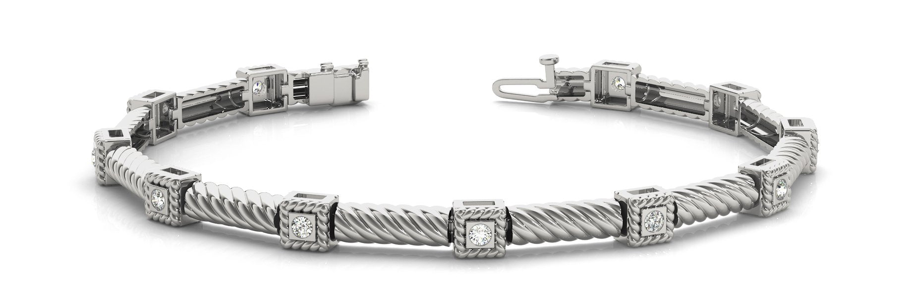 Fancy Diamond Bracelet Ladies 0.24ct tw - 14kt White Gold