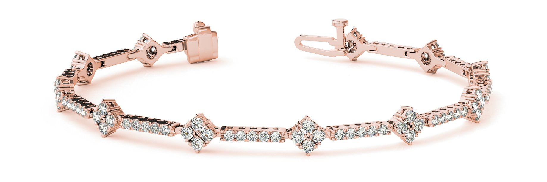 Fancy Diamond Bracelet Ladies 1.68ct tw - 14kt Rose Gold