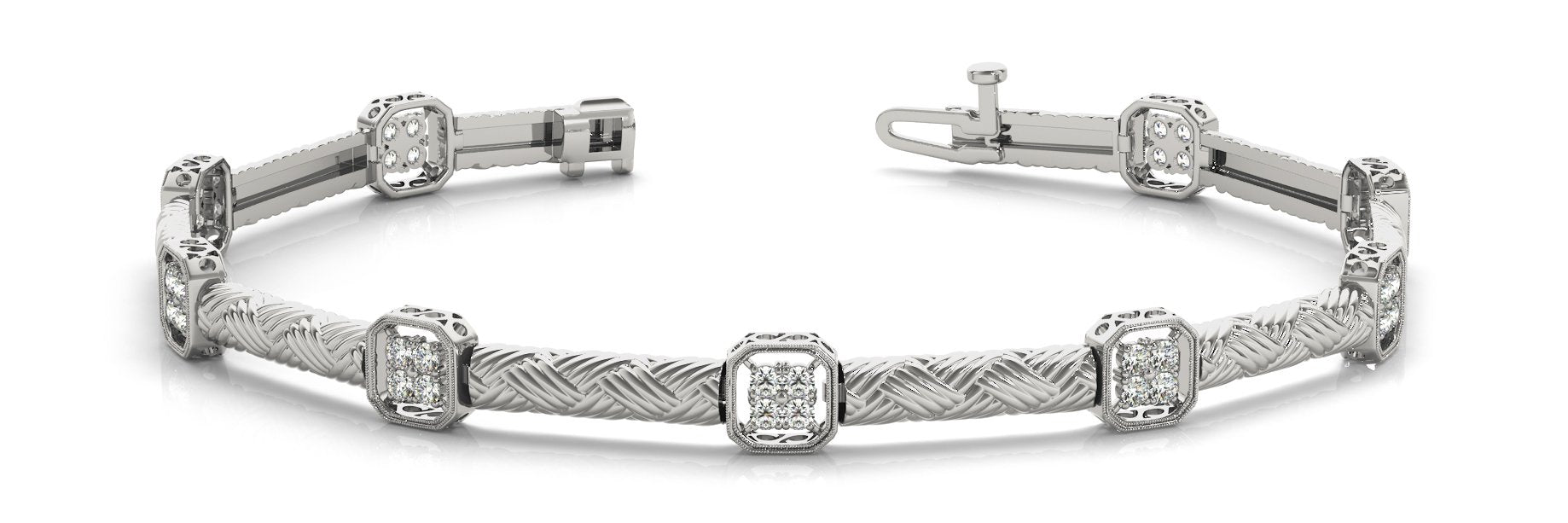 Fancy Diamond Bracelet Ladies 0.63ct tw - 14kt White Gold