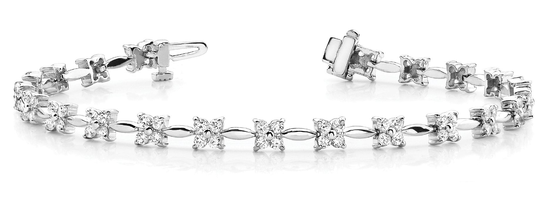 Fancy Diamond Bracelet Ladies 2.06ct tw - 14kt White Gold
