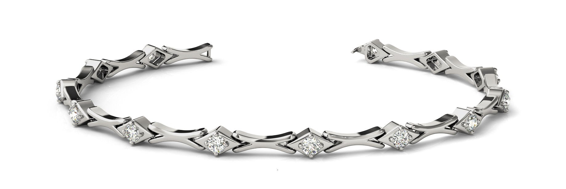 Fancy Diamond Bracelet Ladies 1.56ct tw - 14kt White Gold