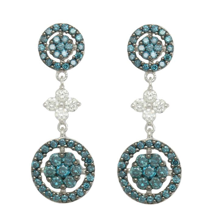 Blue and White Diamond Earring 1.97cttw 14kt Gold